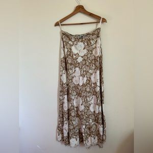 Vintage Floral Linen Maxi Skirt